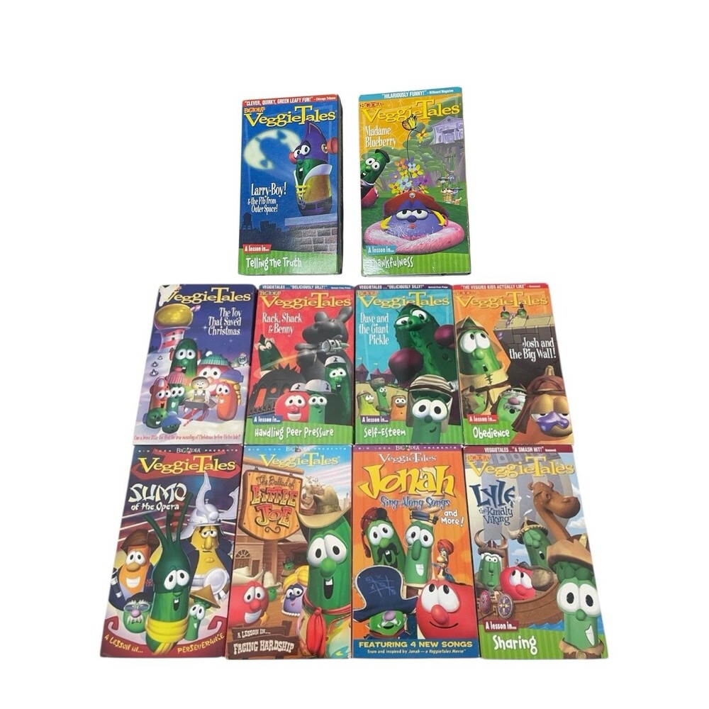 Veggie Tales Lot VHS Movies Children Shows Big Ideas Vintage Christmas 10 Tapes
